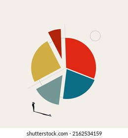 Business market share presentation with pie chart, vector concept. Symbol of growth, success. Minimal design eps10 illustration