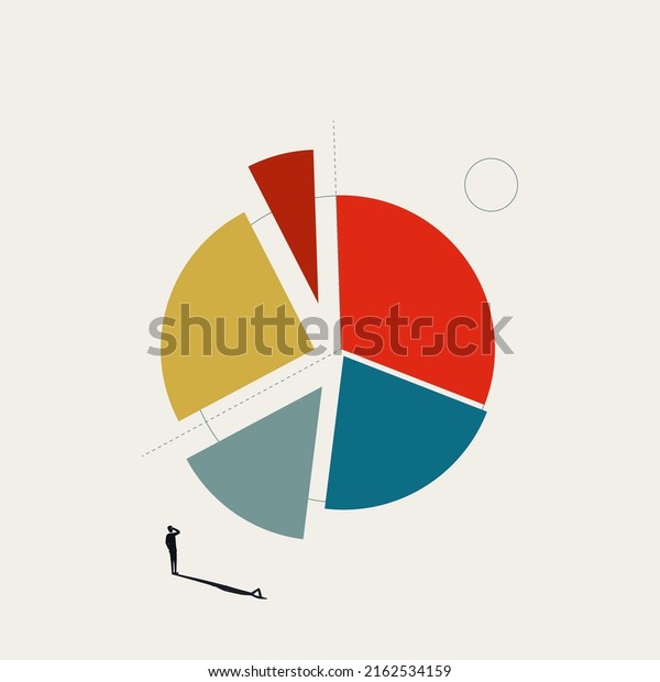 Business market share presentation with pie\
chart, vector concept. Symbol of growth, success. Minimal design\
eps10 illustration