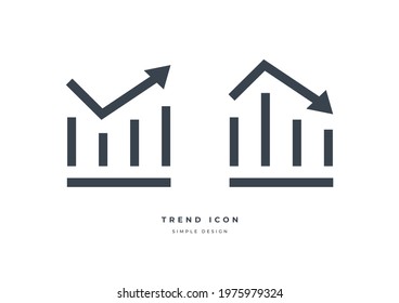 Business Market Trend Graph Icon Isolated On White Background. Trend With Arrow Going Up And Down.