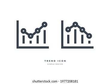 Business market trend graph icon isolated on white background. Trend with arrow going up and down.