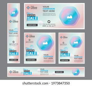 Business marketing abstract and modern google ad banner set template premium vector