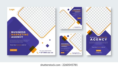 Business Marketing Agency Promotion Social Media Post for Online Marketing Promotion Banner, Story and Web Internet Ads Flyer