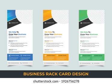 Business marketing agency rack card design. Editable and modern, creative, corporate dl flyer design template for company branding. 