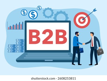 Business to Business Marketing, B2B Solution, business marketing concept. Online business, Partnership and Agreement.