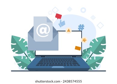 business marketing concept, email marketing, digital marketing, startup, entrepreneurship, business strategy, seo, development, web and app development, social networking. vector flat illustration.