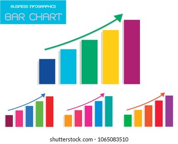 Business and Marketing Concepts, Vector Set of Colorful Bar Chart Infographics Background or Template Diagram with Copy Space for Add Content.