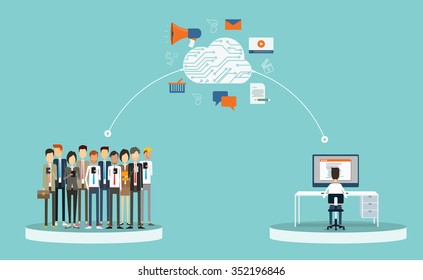 business marketing content on-line and business connection on-line.business on cloud network concept.group people business