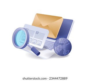 Business marketing data e-mail  flat and isometric illustration
