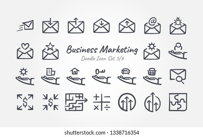 Business Marketing doodle icon set 5