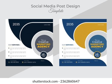 Business marketing editable web banner template social media post design