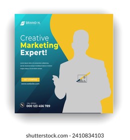 Business marketing expert and social media post or web banner design template