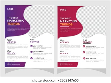 Business marketing flyer abstract vector template. Brochure design, cover modern layout, annual report, poster, flyer logo in A4 with colorful triangles, geometric shapes for tech, science, market wit