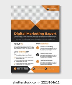 Business marketing flyer design template. Vector flyer layout, blur background with magazine, cover, and poster design elements in A4 size
