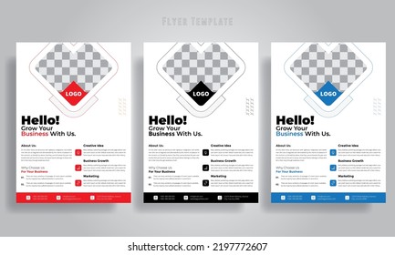 Business Marketing Flyer Template,  Geometric shape Flyer Circle Abstract Colorful concepts, poster flyer pamphlet brochure cover design layout space, Creative Design, IT company flyer and editable.