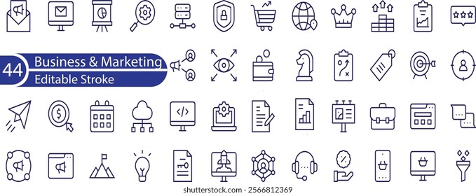 Business and marketing icon set. Containing manager, teamwork, strategy, marketing, business, planning, training, employee icons