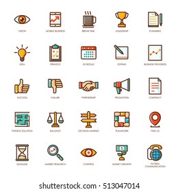 Business and Marketing icon set, linear color style.