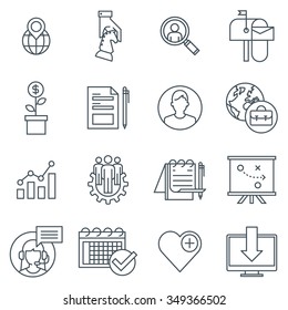 Business and marketing icon set suitable for info graphics, websites and print media. Black and white flat line icons.