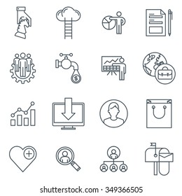 Business and marketing icon set suitable for info graphics, websites and print media. Black and white flat line icons.