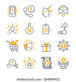 Business Marketing icons. Included the icons as advertisement, social marketing, pay per click, social engagement, mobile marketing, viral and more.