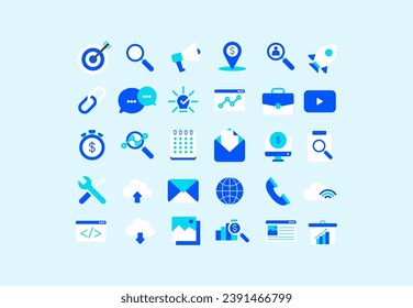 Business and marketing icons set, Containing Search Engine Optimization and traffic, ranking, optimization full-color icons vector collection.