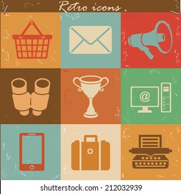 Business and marketing icons,retro vector