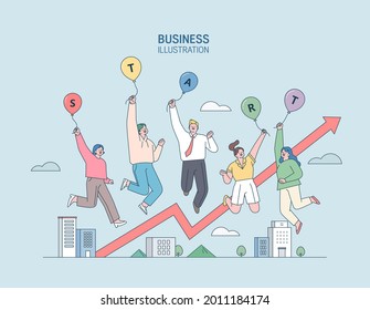 Business Marketing illustration. men and women engaged in business
