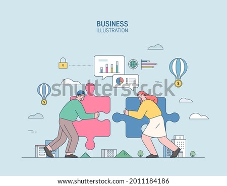 Business Marketing illustration. men and women engaged in business
