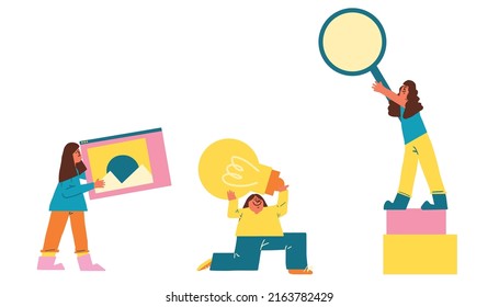 Business marketing illustration. women involved in business activities