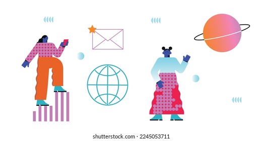 Business Marketing illustrations. Collection of scenes business activities. People use technology. Vector modern flat illustration
