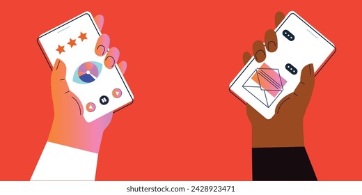 Business Marketing illustrations. Collection of scenes with men and women taking part in business activities. Team man and woman talk, discussion together. Vector modern flat illustration.