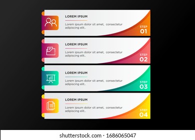 Business marketing infographic with 4 steps or options