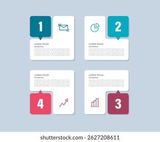 Business or marketing infographic template with four steps or processes. Vector infographic design template with icons and place for data