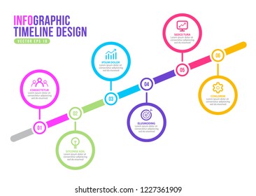 Business marketing infographic timeline design vector, presentation template.