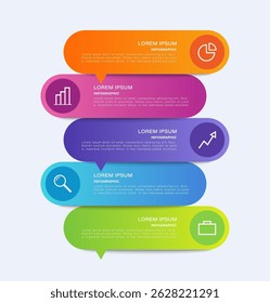 Modelo Vertical de Infográficos de Negócios e Marketing. Modelo De Cronograma De Cinco Etapas Com Local Para Dados