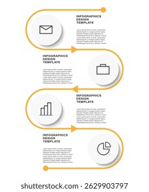 Business and Marketing Infographics Vertical Template with Icons. Four Steps or Options