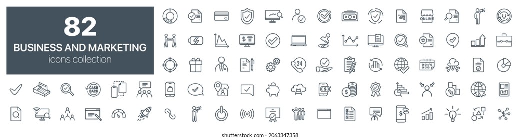 Business and marketing line icons collection. Vector illustration eps10