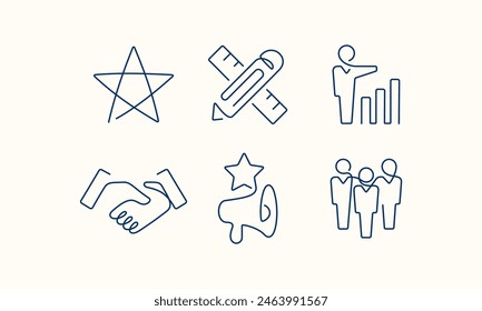 Business and marketing one line vector icons