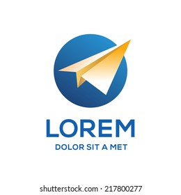 Business marketing paper airplane logo icon design template. Vector color sign.