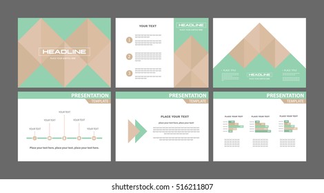 Business marketing presentation slide backgrounds. Set of financial report templates. Geometric abstract design in pastel colors.
