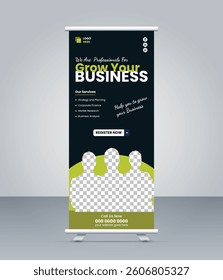 Business marketing roll up banner design vector layout add print file