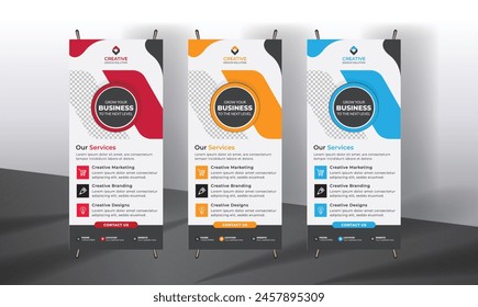 Business Marketing rollup banner design, corporate Business rollup banner Template Design. Digital Marketing Agency rollup banner design.