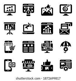 
Conjunto de iconos sólidos de marketing empresarial 