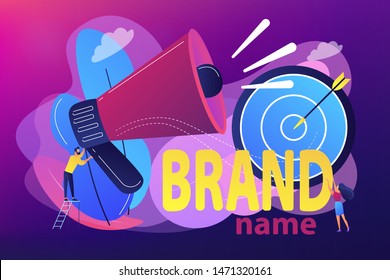 Business Marketing Strategy, Firm Recognition Web Banner Template. Brand Name, Brand Identity System, Product Branding Services Concept. Bright Vibrant Violet Vector Isolated Illustration