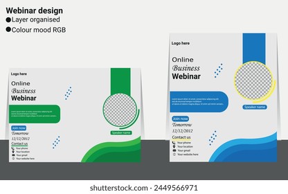 Business marketing training webinar social media banner template. Background and illustration for social media banner design with a place for a picture eps 10.
