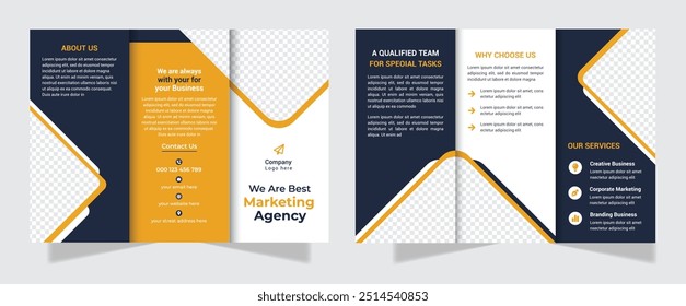 Business Marketing Tri-fold brochure design, corporate Business tri-fold brochure Template Design. Digital Marketing Agency Tri-fold brochure design.