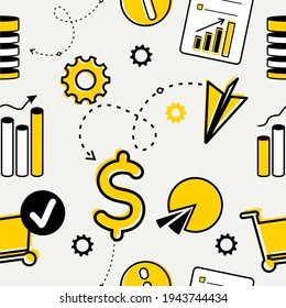 Business marketing vector pattern in yellow and black colors