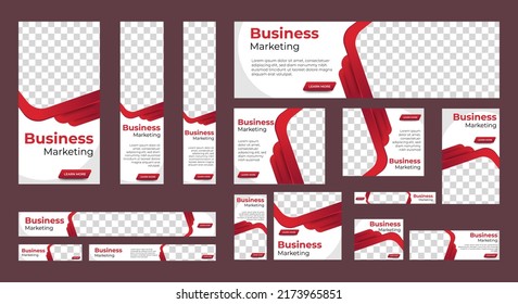 Business marketing web banners of standard size with a place for photos. Vertical, horizontal and square template