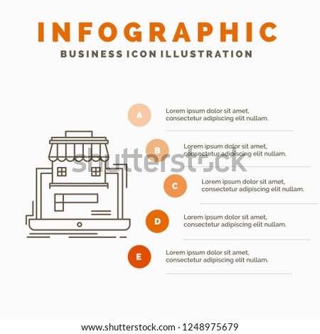 business, marketplace, organization, data, online market Infographics Template for Website and Presentation. Line Gray icon with Orange infographic style vector illustration