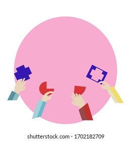 business matching , connecting puzzle elements , team work