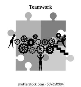 Business matching , connecting puzzle elements , teamwork.